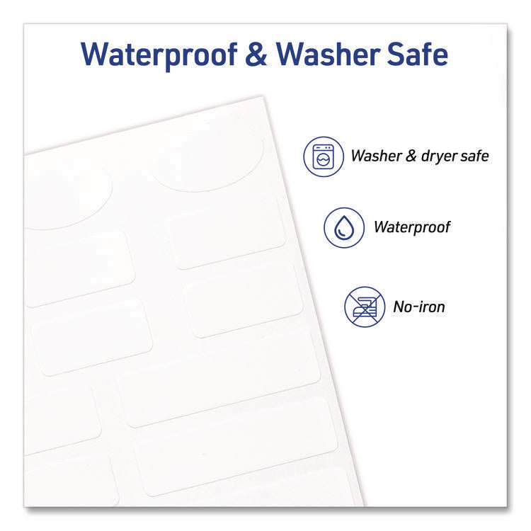 Avery Kids No-Iron Fabric Labels, Handwrite Only, Assorted Shapes and Sizes, White, 15 Labels/Sheet, 3 Sheets/Pack