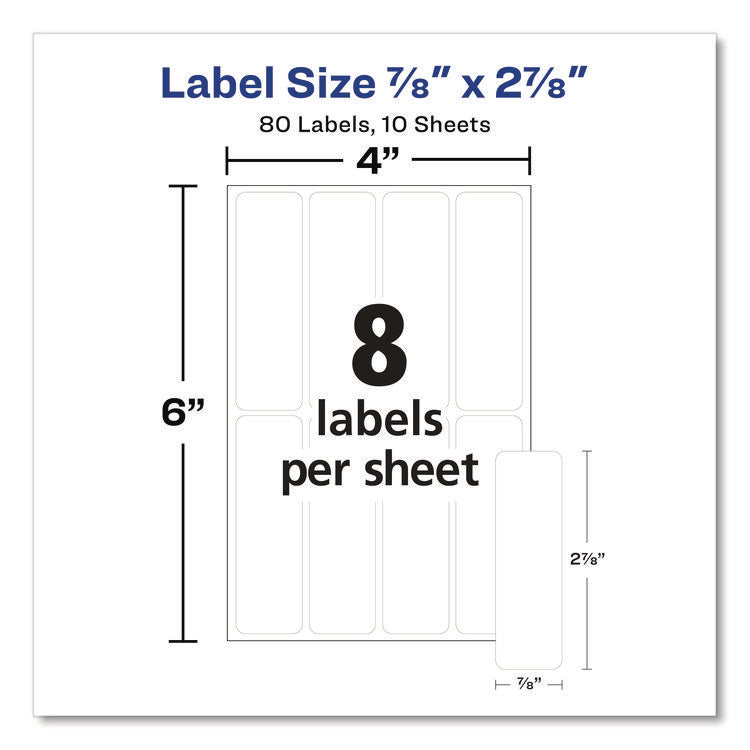 Erasable Id Labels, Inkjet/laser Printers, 0.88 X 2.88, White, 8/sheet, 10 Sheets/pack