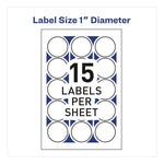 Printable Mailing Seals, 1" dia, White, 15/Sheet, 40 Sheets/Pack, (5247)