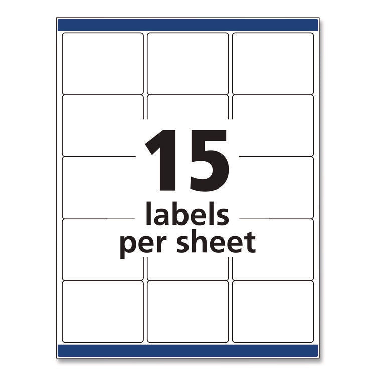 Permanent Id Labels W/ Sure Feed Technology, Inkjet/laser Printers, 2 X 2.63, White, 15/sheet, 15 Sheets/pack