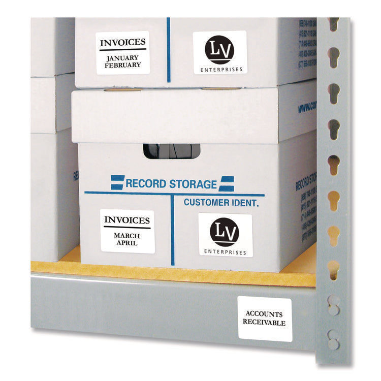 Permanent Id Labels W/ Sure Feed Technology, Inkjet/laser Printers, 2 X 2.63, White, 15/sheet, 15 Sheets/pack