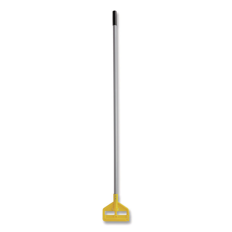 Invader Aluminum Side-Gate Wet-Mop Handle, 1" dia x 60", Gray/Yellow