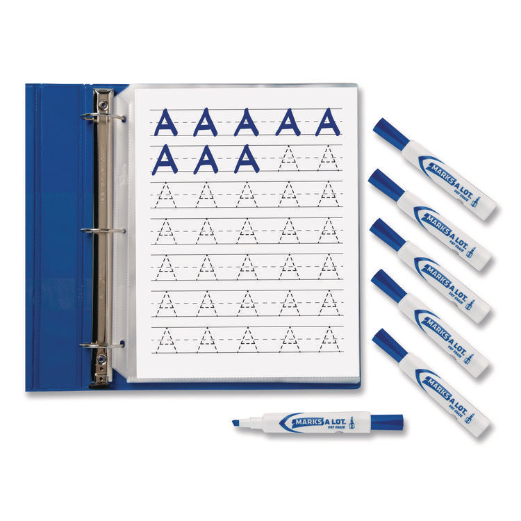 MARKS A LOT Desk-Style Dry Erase Markers, Broad Chisel Tip, Blue