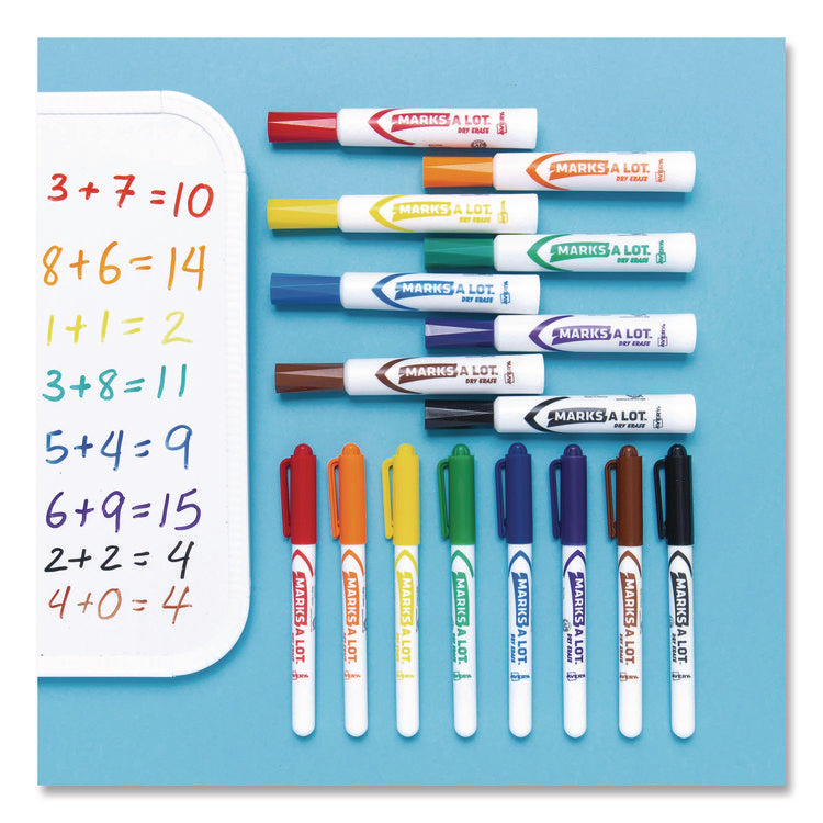 MARKS A LOT Desk-Style Dry Erase Markers, Broad Chisel Tip, Blue