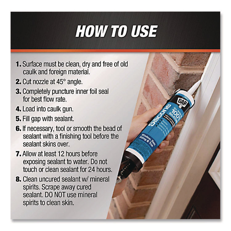 SILICONE PLUS Premium Window, Door and Siding 100% Silicone Sealant, 9.8 oz Tube, Black