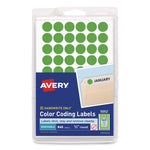 Handwrite Only Self-Adhesive Removable Round Color-Coding Labels, 0.5" dia, Neon Green, 60/Sheet, 14 Sheets/Pack, (5052)