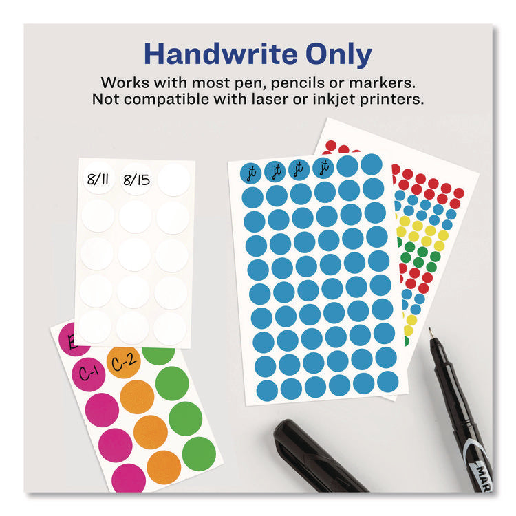 Handwrite Only Self-Adhesive Removable Round Color-Coding Labels, 0.5" dia, Neon Orange, 60/Sheet, 14 Sheets/Pack, (5062)