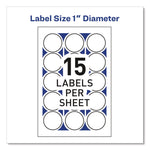 Printable Mailing Seals, 1" dia, Clear, 15/Sheet, 32 Sheets/Pack, (5248)