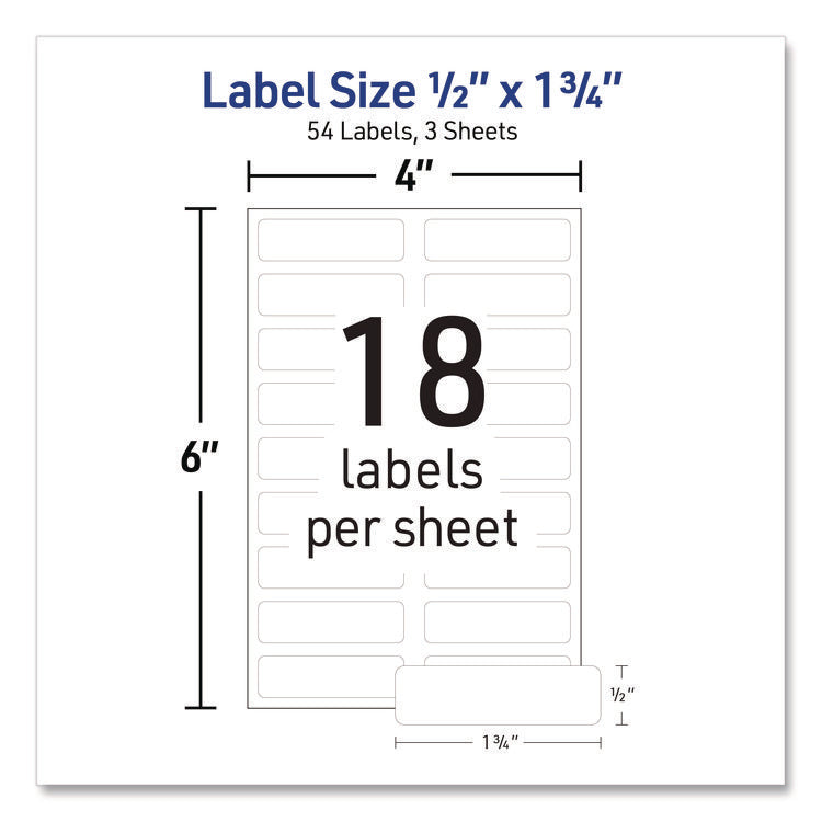 No-Iron Fabric Labels, 0.5 x 1.75, White, 18/Sheet, 3 Sheets/Pack