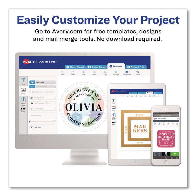 Vibrant Laser Color-Print Labels w/ Sure Feed, 0.75 x 2.25, White, 750/PK