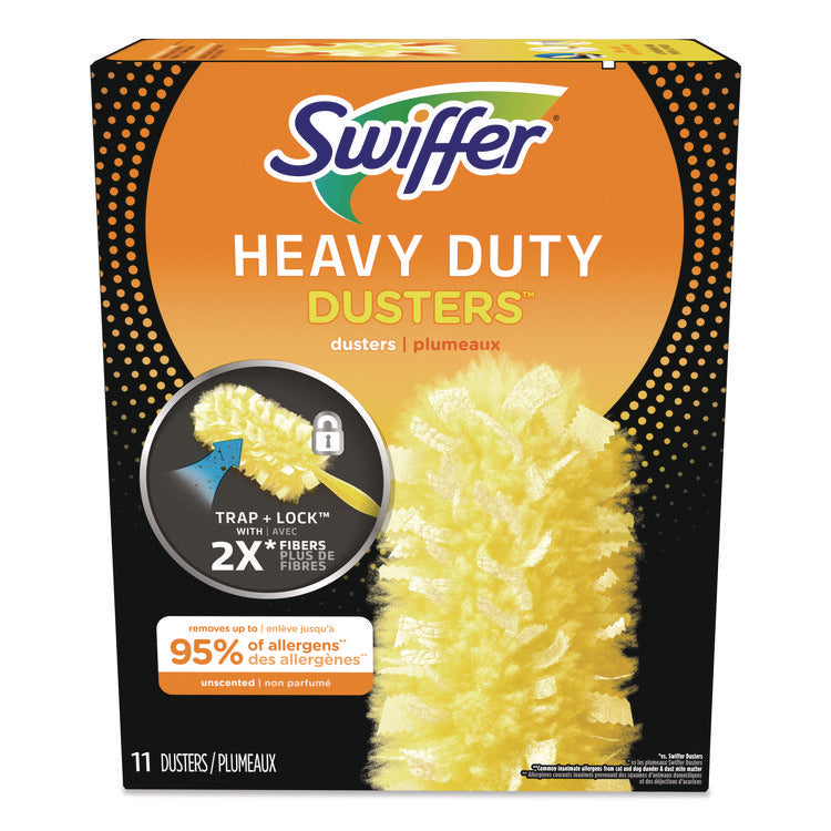 Heavy Duty Dusters Refill, Trap + Lock Fiber, Yellow, 11/Box
