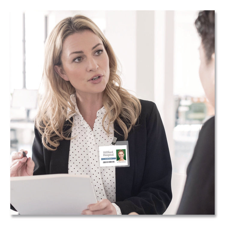 Heavy-Duty Clip-Style Badge Holders, Horizontal, 4 X 3, Clear, 100/box