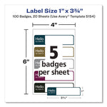 Flexible Self-Adhesive Mini Name Badge Labels, 1 X 3.75, Hello, Assorted, 100/pack