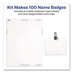 Clip-Style Badge Holder With Laser/inkjet Insert, Top Load, 3.5 X 2.25, White, 100/box