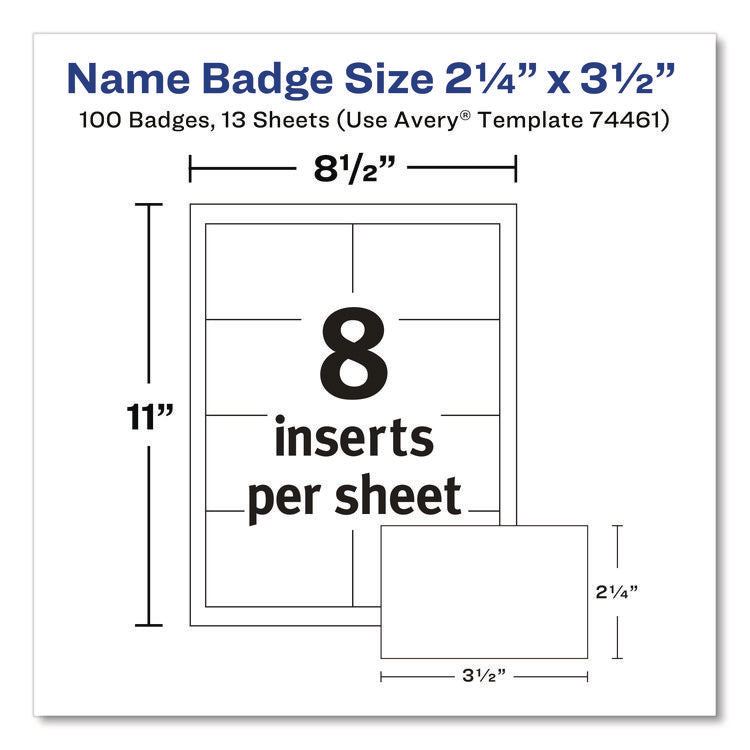 Clip-Style Badge Holder With Laser/inkjet Insert, Top Load, 3.5 X 2.25, White, 100/box