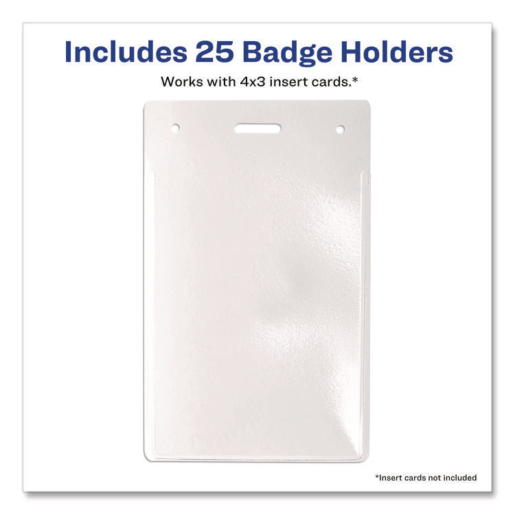 Secure Top Heavy-Duty Badge Holders, Vertical, 3w X 4h, Clear, 25/pack