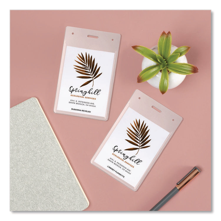 Secure Top Heavy-Duty Badge Holders, Vertical, 3w X 4h, Clear, 25/pack