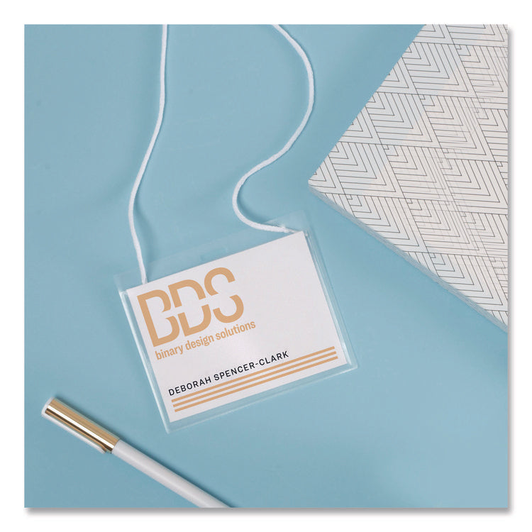 Necklace-Style Badge Holder W/laser/inkjet Insert, Top Load, 4 X 3, We, 50/box