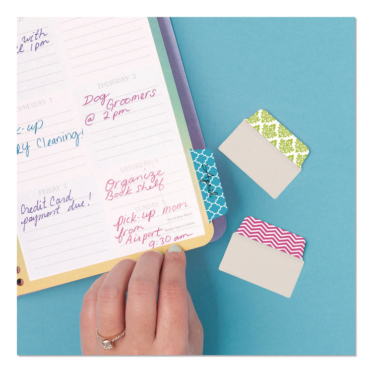 Ultra Tabs Repositionable Tabs, Fashion Patterns: 2" x 1.5", 1/5-Cut, Assorted Colors, 24/Pack