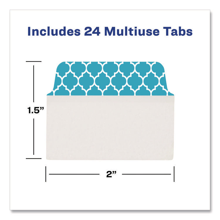Ultra Tabs Repositionable Tabs, Fashion Patterns: 2" x 1.5", 1/5-Cut, Assorted Colors, 24/Pack