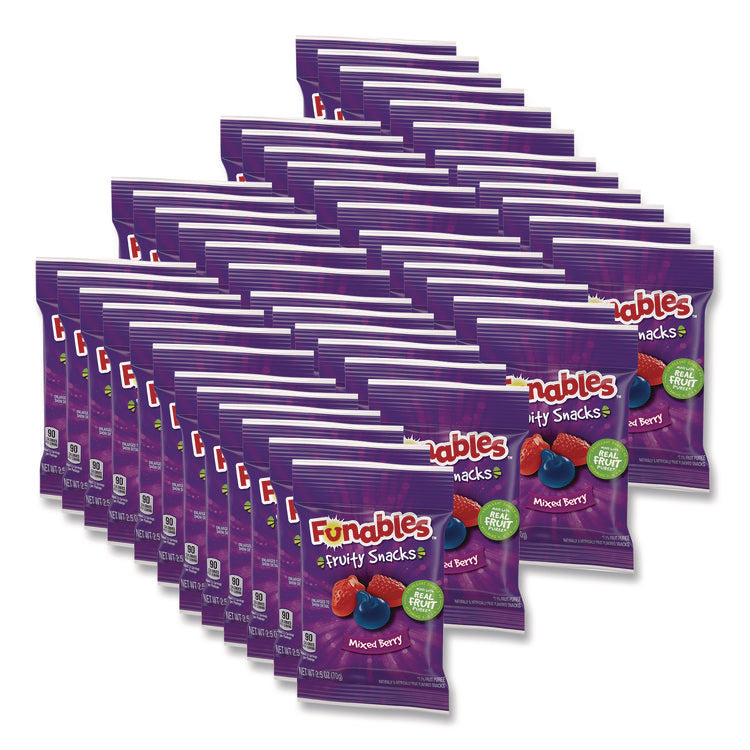 Funables Fruity Snacks, Mixed Berry, 2.5 oz Bag, 48/Carton