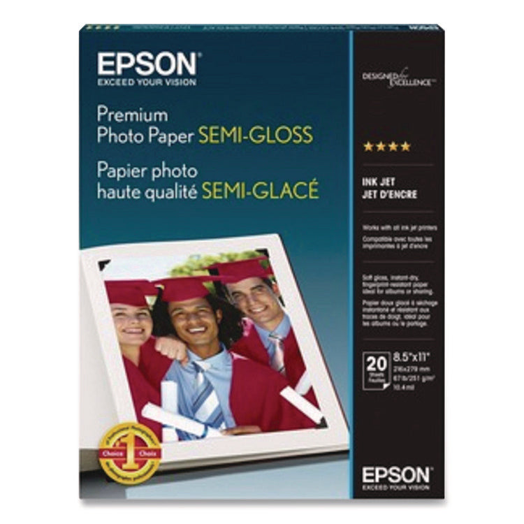 Premium Photo Paper, 10.4 Mil, 8.5 X 11, Semi-Gloss White, 20/pack