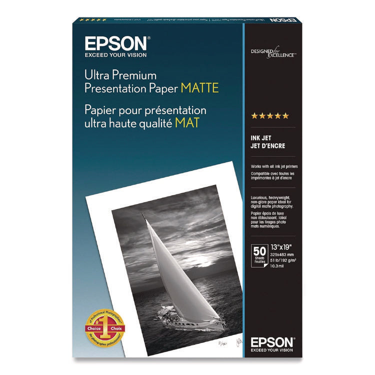 Ultra Premium Matte Presentation Paper, 10 Mil, 13 X 19, Matte White, 50/pack