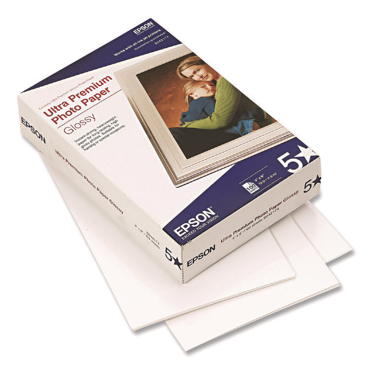 Ultra Premium Glossy Photo Paper, 11.8 Mil, 4 X 6, Glossy Bright White, 100/pack
