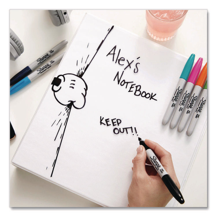 Fine Tip Permanent Marker, Fine Bullet Tip, Black, 5/pack