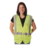 ANSI Class 2 Two-Pocket Zipper Mesh Safety Vest, Large, Hi-Viz Lime Yellow