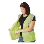 ANSI Class 2 Two-Pocket Zipper Mesh Safety Vest, Large, Hi-Viz Lime Yellow
