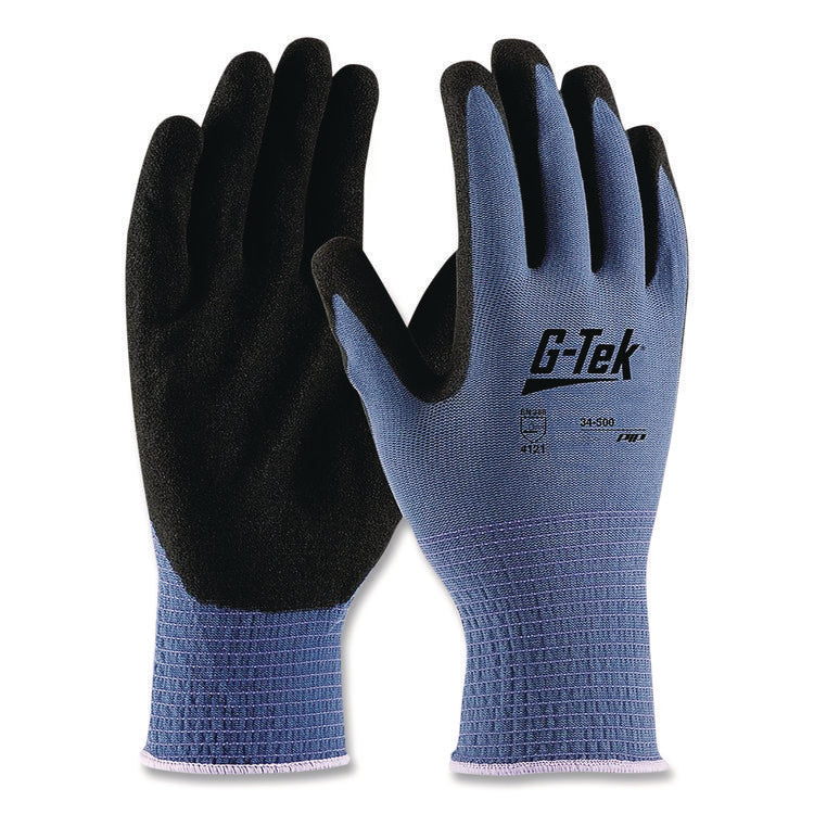 GP Nitrile-Coated Nylon Gloves, EN388: 4121, 10" Long, Large, Blue/Black, 12 Pairs
