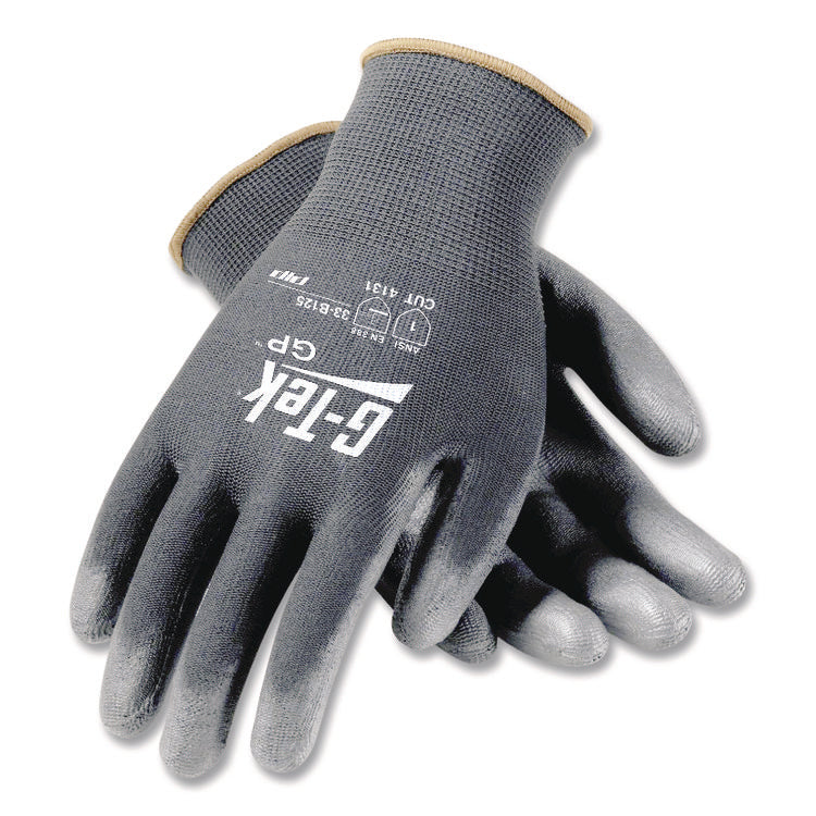 GP Polyurethane-Coated Nylon Gloves, EN388: 1111, 10" Long, Small, Gray, 12 Pairs