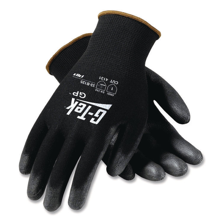 GP Polyurethane-Coated Nylon Gloves, EN388: 1111, 10" Long, X-Large, Black, 12 Pairs