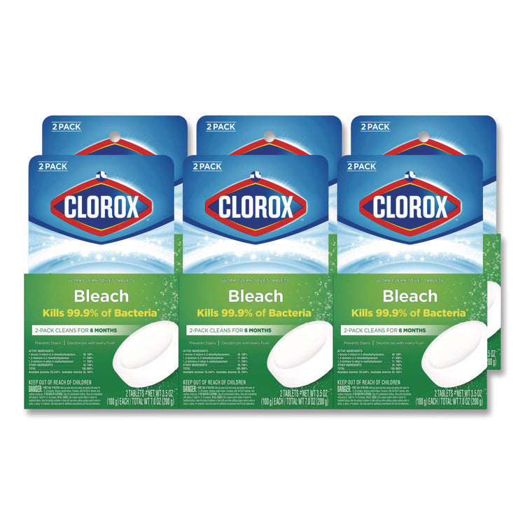 Ultra Clean Toilet Tablets Bleach, 3.5 oz Tablet, 2/Pack, 6 Packs/Carton