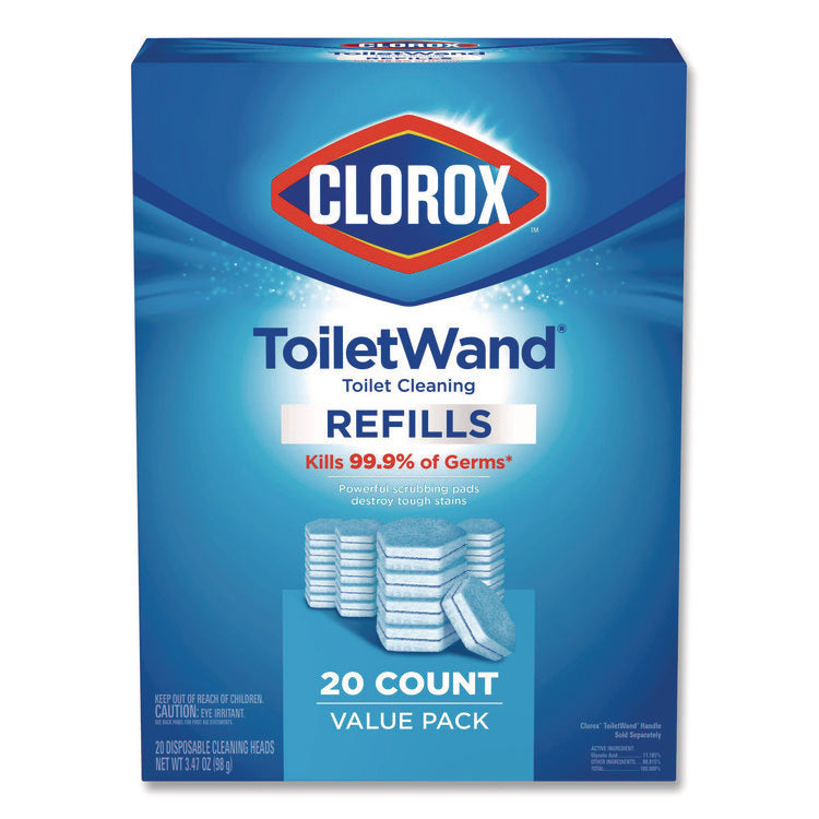Disinfecting ToiletWand Refill Heads, Toilet Cleaning Scrubbing Pads, Blue/White, 20/Pack
