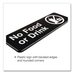 No Food or Drink Wall Sign, 9" x 3", Black Face, White Graphics, 3/Pack