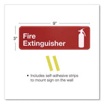 Fire Extinguisher Wall Sign, 9" x 3", Red Face, White Graphics, 3/Pack