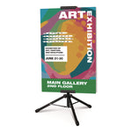 Blank Floor Sign Stand, Holds Posters Up to 77", 26" to 86" Tall, Black Stand, White Face