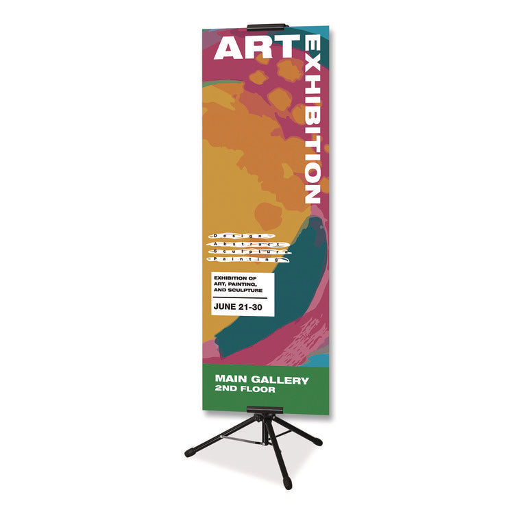 Blank Floor Sign Stand, Holds Posters Up to 77", 26" to 86" Tall, Black Stand, White Face