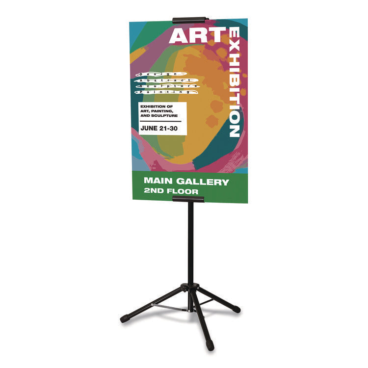 Blank Floor Sign Stand, Holds Posters Up to 77", 26" to 86" Tall, Black Stand, White Face