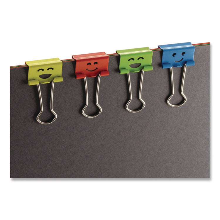 Smiling Face Binder Clips, Small, Assorted Colors, 42/Pack