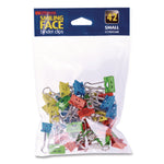 Smiling Face Binder Clips, Small, Assorted Colors, 42/Pack