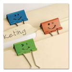 Smiling Face Binder Clips, Medium, Assorted Colors, 36/Pack