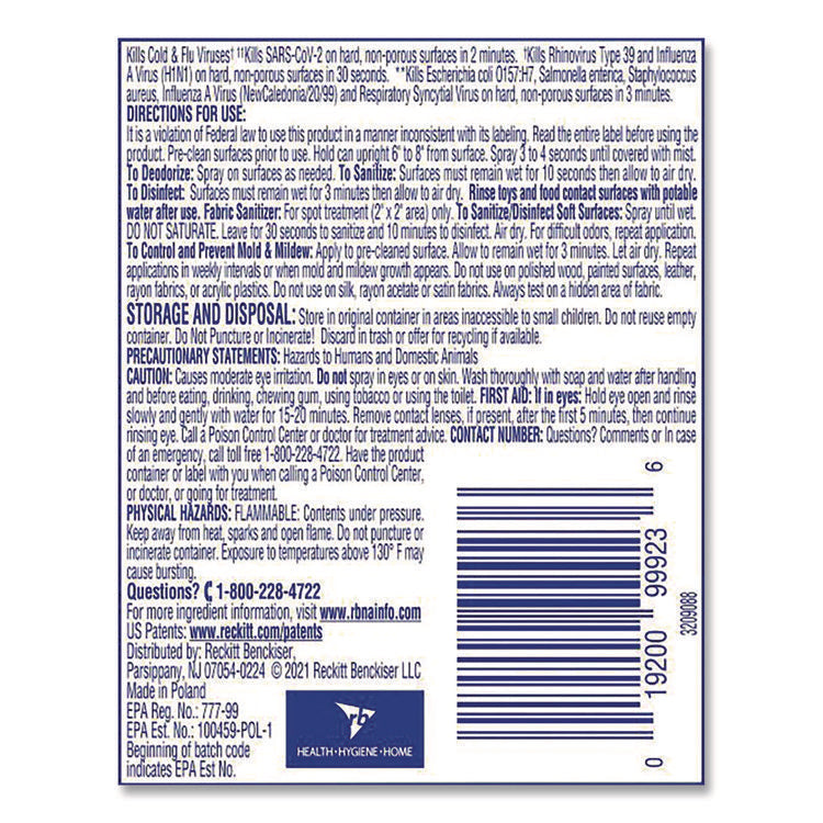 Disinfectant Spray To Go, Crisp Linen Scent, 1.5 oz, Aerosol Spray