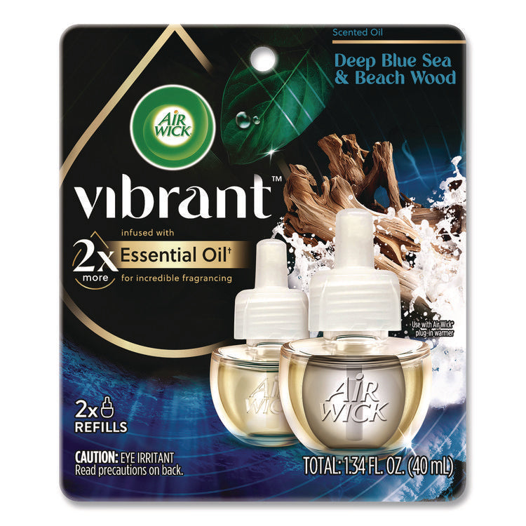 Scented Oil Refill, Deep Blue Sea and Beach Wood, 0.67 oz, 2/Pack