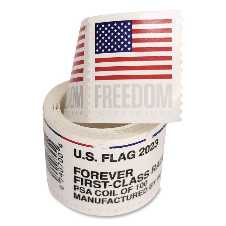 First-Class Forever Stamps, U.S. Flag, 100/Roll