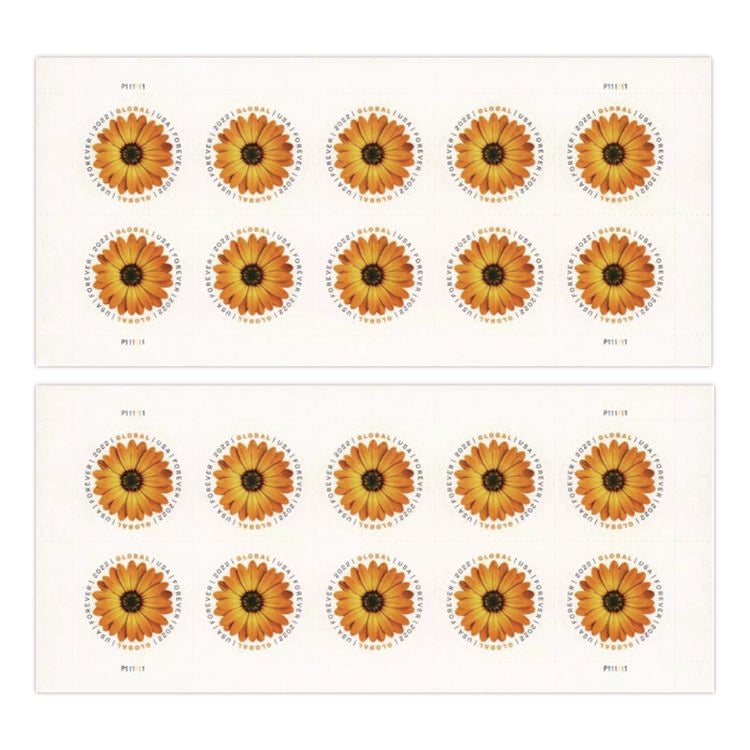 Global Forever Stamps, Floral, 10 Stamps/Sheet, 2 Sheets/Pack