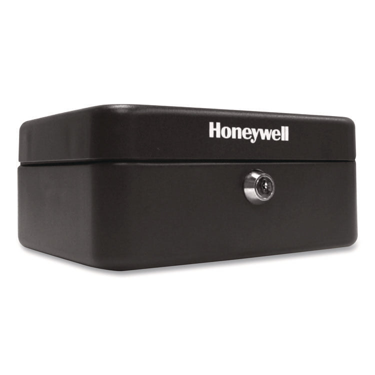 Cash Management Box, Removable Cash Tray, 7.9 X 6.5 X 3.5, Steel, Black