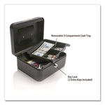 Cash Management Box, Removable Cash Tray, 7.9 X 6.5 X 3.5, Steel, Black